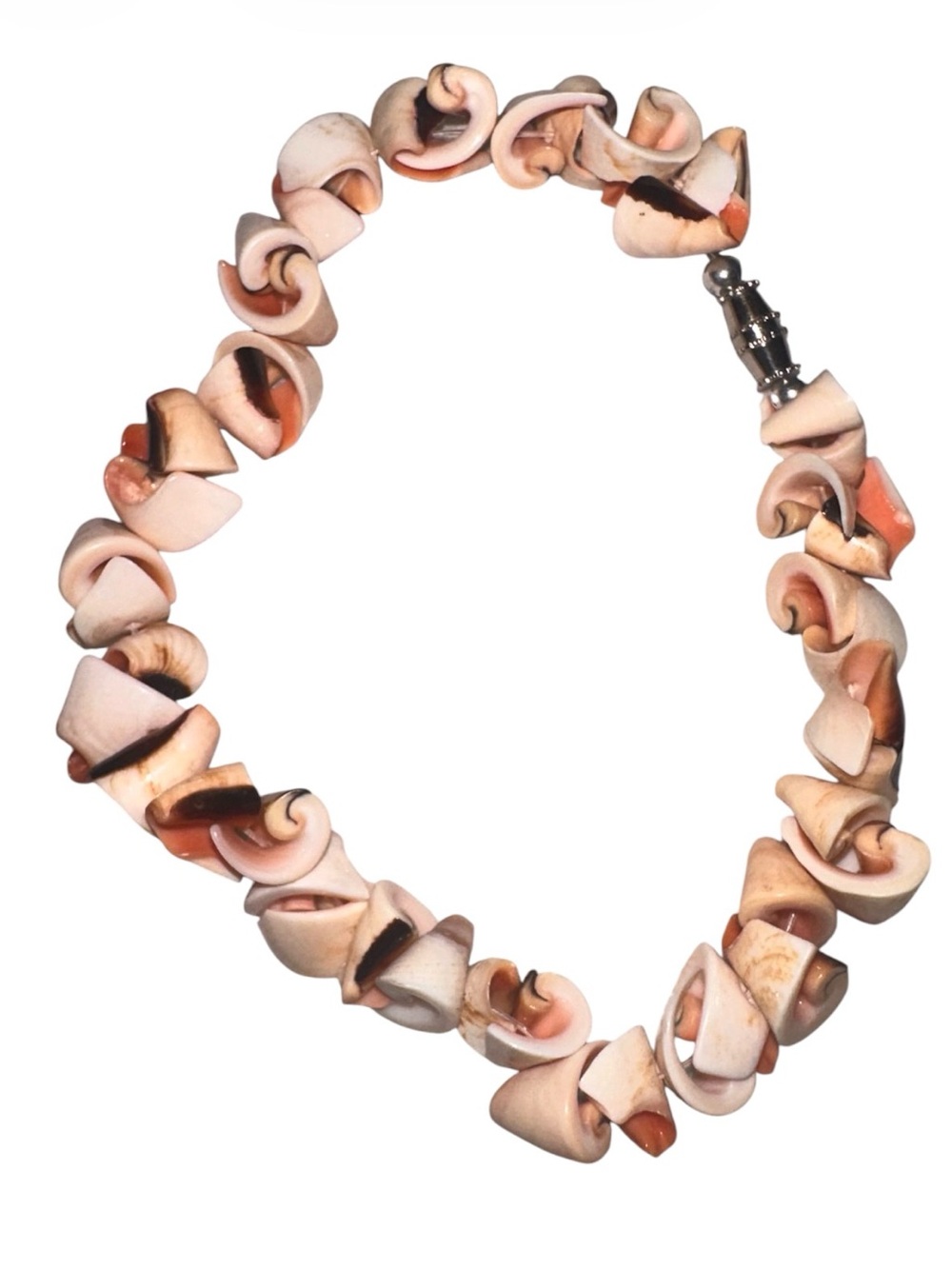 Handcrafted Pink and Brown Shell Twist Necklace - Picture 5 of 6